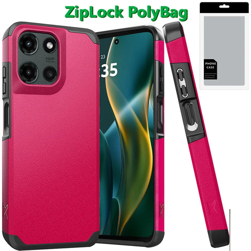 [PolyBag] For Moto G Stylus 5G 2025 (Original Series) Tough Strong Shockproof Hybrid in Slide-Out Package - Hot Pink
