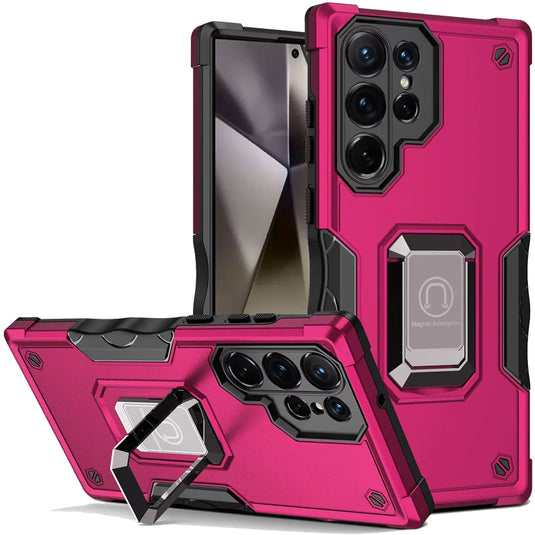For Samsung s25 Ultra OPTIMUM Magnetic Ring Stand Hybrid Case Cover - Hot Pink