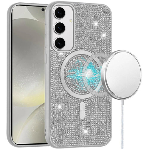 For Samsung s25/s24 Diamond [Magnetic Circle] with CD Pattern Hybrid - White