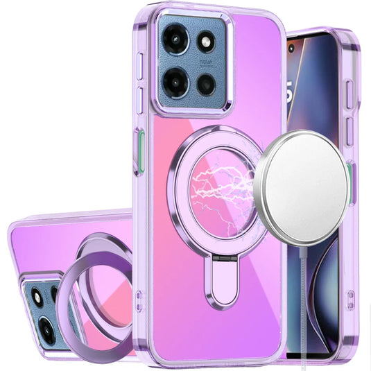 For Motorola Moto G 5G 2025 CHROME HQ Rotational Magnetic Ring Hybrid - Light Purple