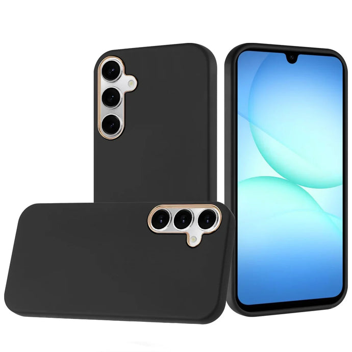 For Samsung A17 5G Classy Slick Chromed Around Hybrid Case Cover - Black