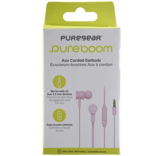 PUREGEAR PUREBOOM PREMIUM WIRED HEADPHONES - PINK