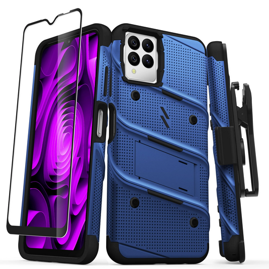 ZIZO BOLT Bundle T-Mobile REVVL 6 Pro 5G Case with Tempered Glass - Blue REVVL 6 Pro 5G Blue & Black