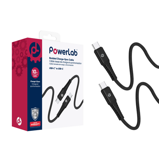 PowerLab 10ft USB-C to USB-C Data Cable - Black Universal Black