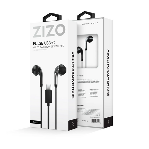 ZIZO Wired USB Type C Headphones - Black Universal Black