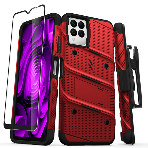 ZIZO BOLT Bundle T-Mobile REVVL 6 Pro 5G Case with Tempered Glass - Red REVVL 6 Pro 5G Red & Black