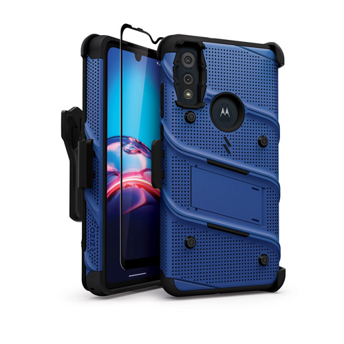 ZIZO BOLT Series Moto E (2020) Case with Tempered Glass - Blue & Black Moto E (2020) Blue & Black