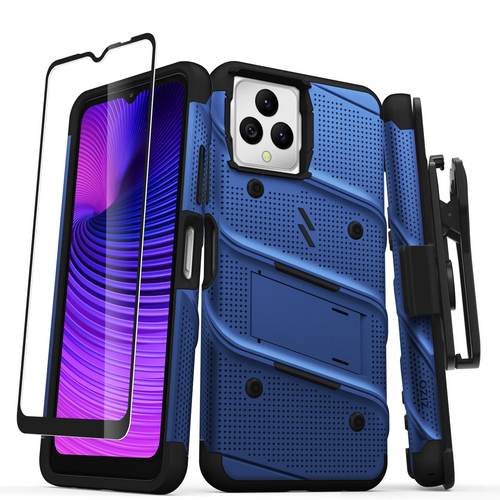 ZIZO BOLT Bundle T-Mobile REVVL 6 5G Case with Tempered Glass - Blue REVVL 6 5G Blue & Black