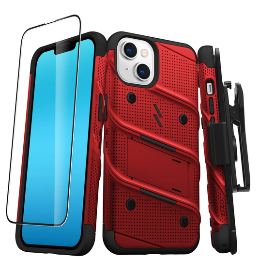 ZIZO BOLT Bundle iPhone 14 (6.1) Case with Tempered Glass - Red iPhone 14 (6.1) Red & Black