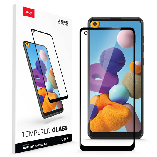 ZIZO TEMPERED GLASS Screen Protector for Samsung Galaxy A21 - Black Samsung Galaxy A21 Black