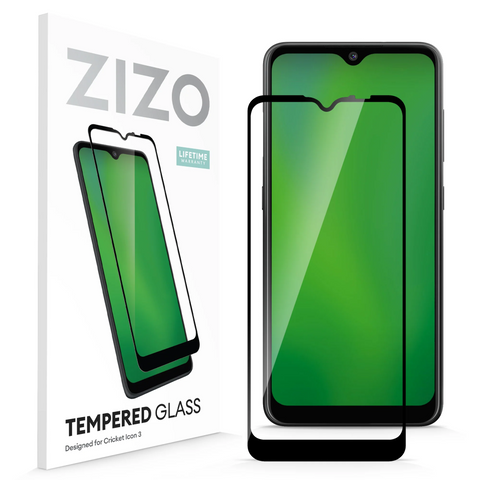 ZIZO TEMPERED GLASS Screen Protector for Cricket Icon 3 - Black Cricket Icon 3 Black