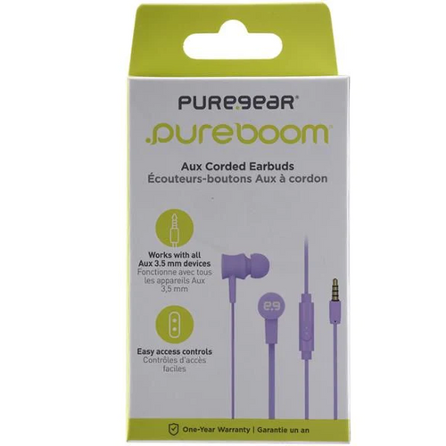 PUREGEAR PUREBOOM PREMIUM WIRED HEADPHONES - PURPLE