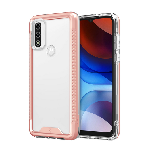 ZIZO ION Series Moto G Pure Case with Tempered Glass - Rose Gold & Clear Moto G Pure Rose Gold & Clear