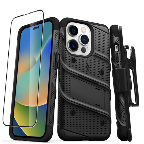 ZIZO BOLT Bundle iPhone 14 Pro (6.1) Case with Tempered Glass - Black iPhone 14 Pro (6.1) Black & Black