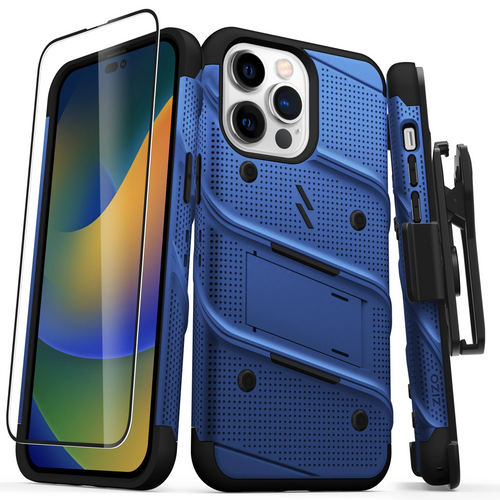 ZIZO BOLT Bundle iPhone 14 Pro Max (6.7) Case with Tempered Glass - Blue iPhone 14 Pro Max (6.7) Blue & Black