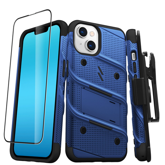 ZIZO BOLT Bundle iPhone 14 (6.1) Case with Tempered Glass - Blue iPhone 14 (6.1) Blue & Black