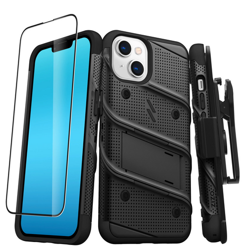 ZIZO BOLT Bundle iPhone 14 (6.1) Case with Tempered Glass - Black iPhone 14 (6.1) Black & Black