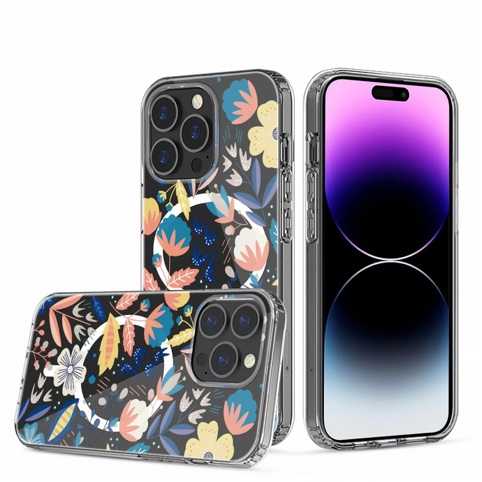 For Apple iPhone 14 PRO 6.1 [Magnetic Circle] Thick Hybrid Design Cover Case - D