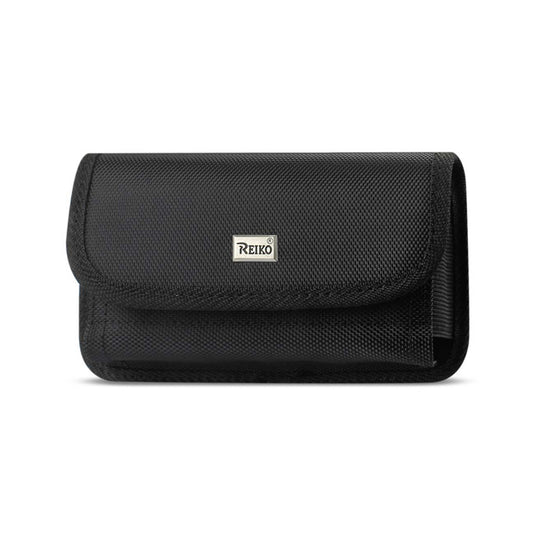 Reiko Horizontal Rugged Pouch2 With Velcro and Metal Belt Clip In Black (6.6 x 3.5 x 0.7 Inches)