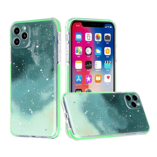 For iPhone 12 Pro Max 6.7 HOLI Colorful Epoxy Glitter Hybrid TPU Case Cover - D Apple iPhone 12 Pro Max 6.7 D