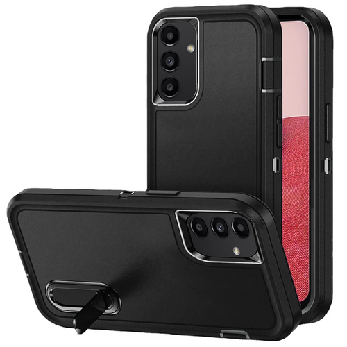 For Samsung A14 5G PEAK 3in1 Toughest Hybrid with Stand Cover Case - Black/Black Samsung A14 5G Black / Black