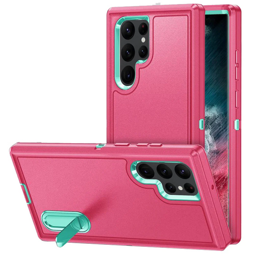 For Samsung S23 Ultra PEAK 3in1 Toughest Hybrid with Stand Cover Case - Teal/Hot Pink Samsung Galaxy s23 Ultra Teal / Hot Pink