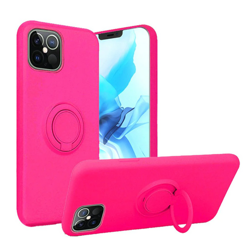 For iPhone 12 Pro Max 6.7 Magnetic Ring Holder Stand TPU Case Cover - Hot Pink Apple iPhone 12 Pro Max 6.7 Hotpink