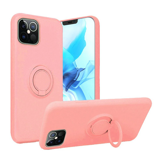 For iPhone 12 Pro Max 6.7 Magnetic Ring Holder Stand TPU Case Cover - Light Pink Apple iPhone 12 Pro Max 6.7 Light Pink
