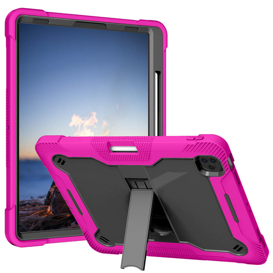 For Apple iPad Pro 12.9 inch (2021) Tough Tablet Strong Kickstand Hybrid Case Cover - Hot Pink Apple iPad Pro 12.9 inch (2021 2020 2018) Hotpink