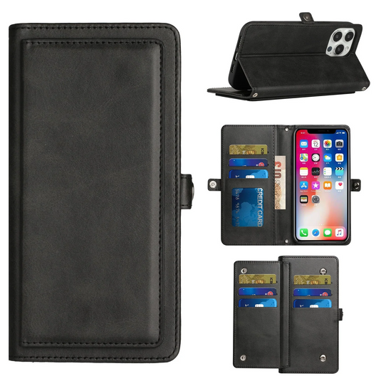 For Celero 5G 2023 6.5 Compatible, Revvl 6 5G Wallet Premium PU Vegan Leather ID Multiple Card Holder Money with Lanyard - Black Revvl 6 5G Black