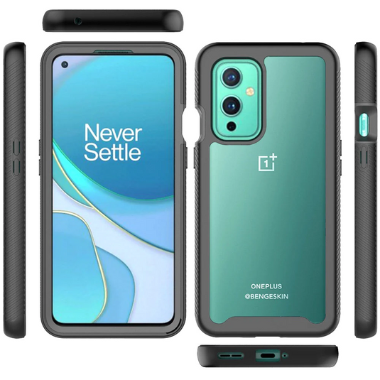 For OnePlus 9 Shockproof Heavy Duty Bumper Case - Clear/Black OnePlus 9 Clear / Black