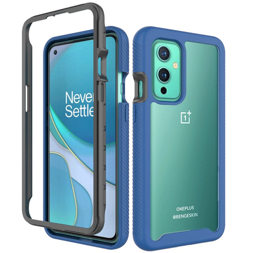 For OnePlus 9 Shockproof Heavy Duty Bumper Case - Clear/Blue OnePlus 9 Clear / Blue