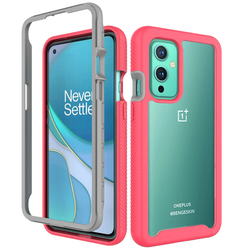 For OnePlus 9 Shockproof Heavy Duty Bumper Case - Clear/Red OnePlus 9 Clear / Red