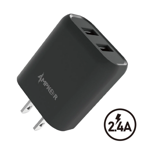 2 Ports USB WALL charger - 2.4A - Black