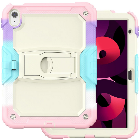For Apple iPad 10th Gen 2022 Heavy Duty Full Body Rugged Tablet Kickstand Case Cover - Beige/Camo Pink Apple iPad 10th Gen 2022 Beige-Camo Pink